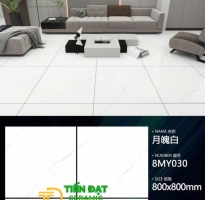 Gạch Cao Cấp TQ 80x80 Trắng Xám Lát Phòng Khách Sang Trọng