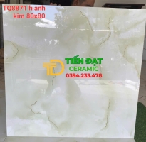 Gạch Cao Cấp TQ 80x80 Xanh Nhạt Nhũ Vàng Ốp Lát