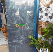 Gạch Đá Bóng Kiếng 60x120 Vân Xanh Lục Ốp Cột Cổng