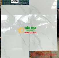 Gạch Đá Bóng Kiếng 80x160 Trắng Vân Kim Cương Mẫu Mới Nhất