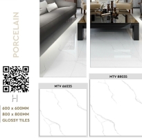 Gạch Đá Bóng kiếng Cao Cấp 80x80 Trắng Vân Khói