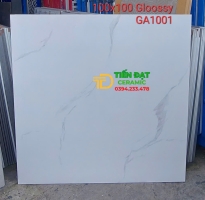 Gạch Đá Bóng Kiếng Kim Cương 100x100 Trắng Vân Khói Xả Kho