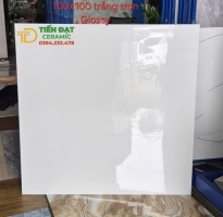 Gạch Đá Bóng Kiếng Vi Tinh 100x100 Trắng Trơn Mẫu Mới Rẻ Đẹp