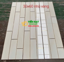 Gạch Đá Bóng Kính 30x60 Ốp Tường Trắng Nhũ Vàng