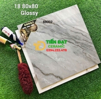 Gạch Đá Khắc Kim TQ 80x80 Vân Xám Bóng Kiếng Giá Rẻ 