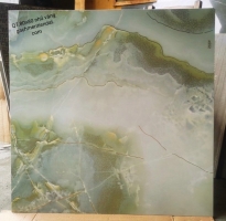 Gạch Khắc Nhũ Kim 80x80 Vân Xanh Ngọc Thạch