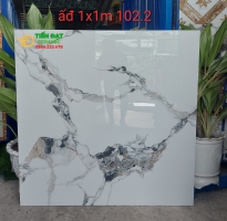 Gạch Khổ Lớn 100x100 Trắng Vân Đen Bóng Kiếng