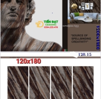 Gạch Khổ Lớn 120x180 Bóng Kiếng Vân Xám Giả Đá 