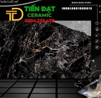 Gạch Khổ Lớn Ốp Mặt Tiền 80x160 Đen Vân Vàng Giả Đá