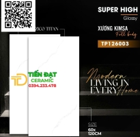 Gạch Khổ Lớn Ốp Tường 60x120 Trắng Vân Kim Cương Vincera