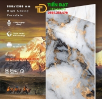 Gạch Lát Nền 60x120 Vân Trắng Vàng Đen Bóng Kiếng