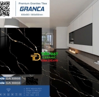 Gạch Lát Nền 60x60 Đen Vân Vàng Kim Cương Cao Cấp