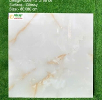 Gạch Lát Nền 80x80 Bóng Kiếng Vân Vàng Ngọc Thạch