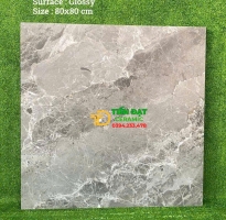Gạch Lát Nền Ấn Độ 80x80 Vân Xám Đá Bóng Kiếng Kim Cương