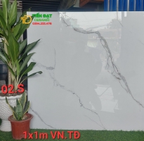 Gạch Lát Nền Bóng Kiếng Vi Tinh 100x100 Trắng Vân Khói