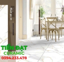 Gạch Lát Nền Phòng Khách 60x120 Trắng Vân Vàng Matt Carving