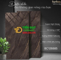 Gạch lát Nền Phòng Khách 60x120 Vincera Màu Nâu Khắc Kim