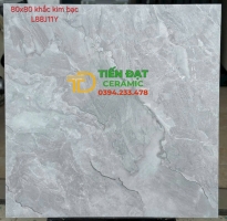 Gạch Lát Nền Phòng Khách 80x80 Vân Giả Đá Khắc Vàng Kim