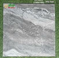 Gạch Lát Phòng Khách 100x100 Vân Xám Nhũ Bạc Mới Đẹp