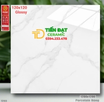 Gạch Lát Phòng Khách 120x120 Trắng Vân Bóng Kiếng