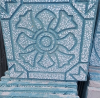 Gạch Lát Sân 40x40 Hoa Văn Mầu Xanh