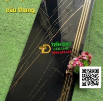 Gạch Lót Cầu Thang 47x120 Đen Nhũ Vàng Cao Cấp Mẫu Mới TQ