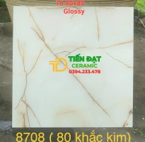 Gạch Lót Nền Phòng Khách 80x80 Trắng Vàng Kim Tuyến