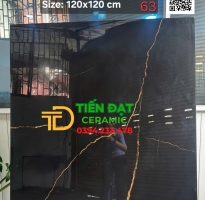 Gạch Marble 120x120 Ốp Mặt Tiền Cột Cổng Đen Nhũ Vàng