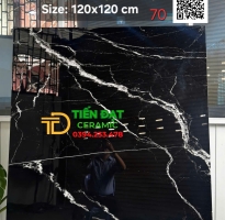 Gạch Marble Bóng Kiếng Kim Cương 120x120 Đen Vân Cao Cấp