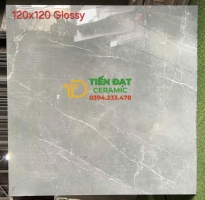 Gạch Ốp Lát Phòng Khách 120x120 Vân Xám Giả Đá Bóng Kiếng