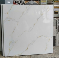 Gạch Ốp Tường Phòng Khách 80x80 Trắng Vân Vàng Vi Tinh