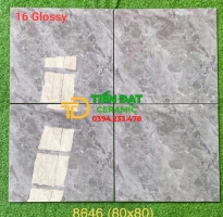 Gạch TQ 80x80 Vân Xám Đậm Ốp Lát Trang Trí Bóng Kiếng