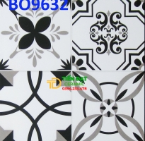 Gạch Trang Trí 30x30 Mờ Matt Trắng Hoa Đen