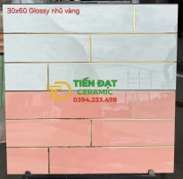 Gạch Trang Trí 30x60 Ánh Kim TQ Bộ Đậm Màu Hồng 