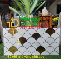 Gạch Trang Trí 30x60 Hình Vảy Cá Khắc Kim 