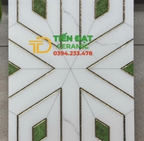 Gạch Trung Quốc 30x60 Trắng Xanh Ô Vuông Khắc Vàng Mẫu Mới