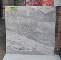 Gạch Vân Xám 100x100 Nhũ Bạc Ốp Lát Nhà Hàng Quầy Tiếp Tân