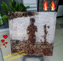 Gạch Vi Tinh 80x80 Bóng Kiếng Nhũ Vàng