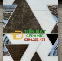 Gạch Hoa Văn Trang Trí Vách Ti Vi 30x60 Khắc Vàng Cao cấp 