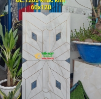 Gạch Ốp Tường 60x120 Hình Ô Vuông Nhũ Vàng Cao Cấp