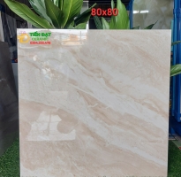 Gạch Ốp Lát Phòng Khách 80x80 Trắng Vân Vàng Vi Tinh