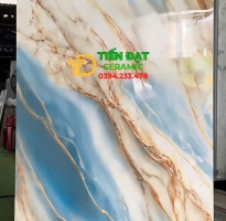 Tổng Kho Gạch Nhập Khẩu Ấn Độ 60x120 Xanh Trắng Khắc Vàng