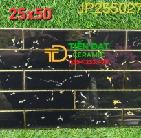 Tổng Kho Gạch Trang Trí TQ 25x50 Đen Nhũ Vàng 