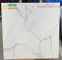 Gạch Cao Cấp Ánh Kim 90x90 TQ Trắng Vân Nhũ Bạc