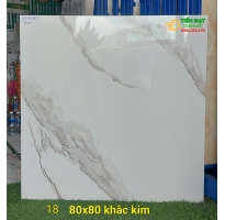 Đá Đồng Chất Granite 80x80 Đen Vân Cam Nhũ Vàng