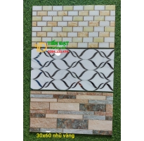 Gạch Khắc Kim TQ 30x60 Mầu Vàng Bóng Kính