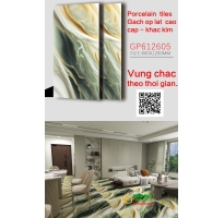 Gạch Khổ Lớn 60x120 Cao Cấp Nhũ Vàng Ốp Mặt Tiền Cột Cổng