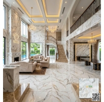 Gạch Bóng Kính TQ 60x60 Vân Ngọc Thạch Nhũ Vàng Đẹp Nhất
