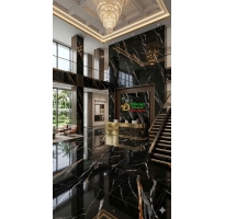 Gạch 80x160 Bóng Kim Cương Vàng Trắng Đen Vách Cầu Thang