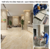 Gạch Đồng Chất TQ 100x100 Vân Vàng Ốp Lát Biệt Thự Khắc Kim